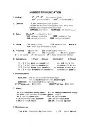 English Worksheet: Number pronunciation