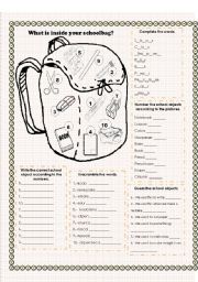 English Worksheet: SCHOOL OBJECTS