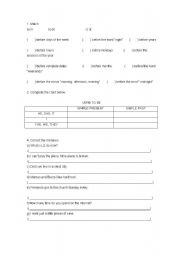 English worksheet: prepositions in, on, at, verb tenses