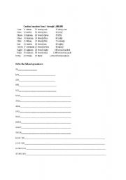 English worksheet: practise cardinal numbers