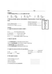 English Worksheet: physical appearance, personality, and should