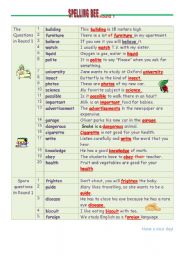 English Worksheet: Spelling Bee