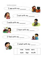 English Worksheet: actions with parts of body