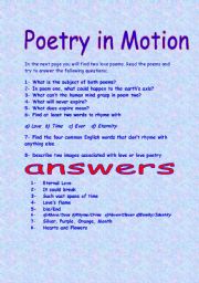 English Worksheet: Poetry In Motion