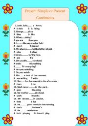 English Worksheet: Present Simple or Present Continuous