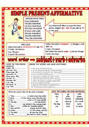 English Worksheet: SIMPLE PRESENT AFFIRMATIVE