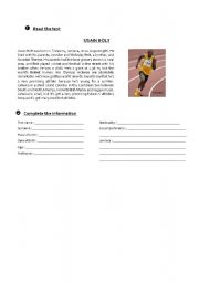 English worksheet: Usain Bolt