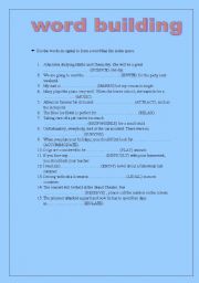 English Worksheet: word building practice + Key