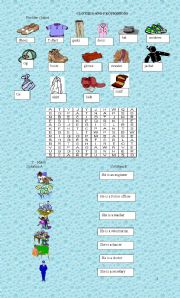 English Worksheet: Clothes and Professions
