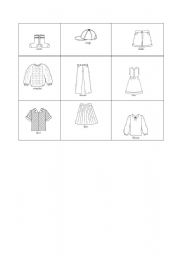English Worksheet: clothes bingo