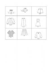 English worksheet: clothes bingo