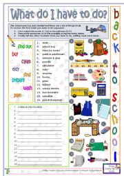 English Worksheet: Back to school: What do I have to do?