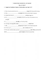 English worksheet: If Caluses - First or Second Type