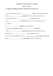 English Worksheet: If Caluses - First or Second Type