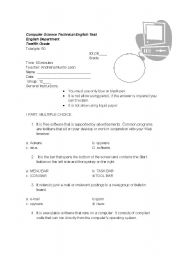 English Worksheet: computer science test