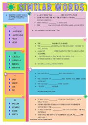 English Worksheet: SIMILAR WORDS - GAP FILLING