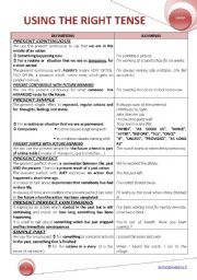 English Worksheet: USING THE RIGHT TENSE