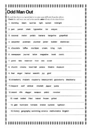 English Worksheet: Odd Man Out