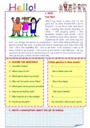 English Worksheet: Hello School!