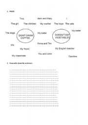 English Worksheet: Present Simple- negative