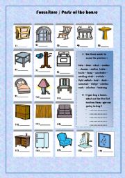 English Worksheet: furniture/ parts of the house