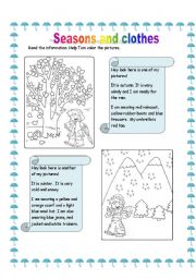 English Worksheet: Seasons and clothes