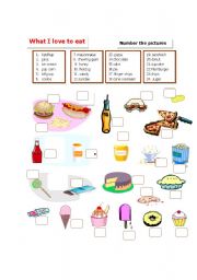 English Worksheet: What I love to eat