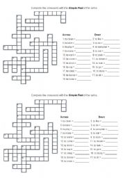 English Worksheet: Simple Past Crossword