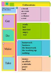English Worksheet: Collocations