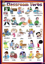 English Worksheet: Find 25 Classroom Verbs