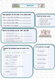English Worksheet: Revision: colours, verb to be, pronouns, possessive adjectives