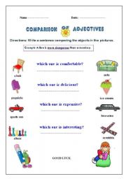 English worksheet: comparison of adectives