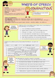 English Worksheet: Parts of speech (8) - Conjunctions (fully editable)