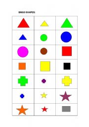 English Worksheet: Bingo Shapes