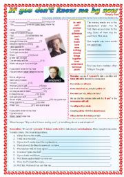 English Worksheet: Song: If you dont know me by now (Simply Red) - Conditional 1 ***fully editable