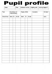 English Worksheet: Pupil profile