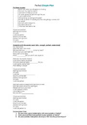 English Worksheet: PERFECT - SIMPLE PLAN