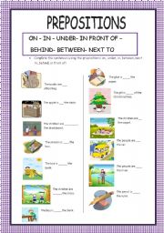 English Worksheet: PREPOSITIONS OF PLACE