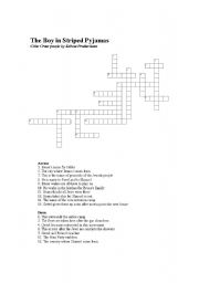 English Worksheet: The Boy in Striped Pyjamas Criss Cross Puzzle