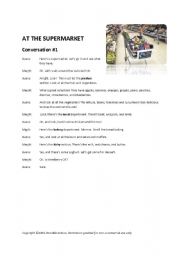 English Worksheet: At the Supermarket - Three Conversations