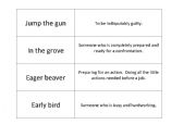 English worksheet: Idioms and their meanings matching activity