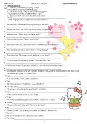 English Worksheet: reported speech