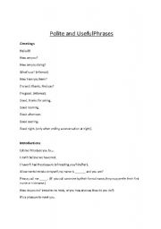 English Worksheet: Polite and Useful Phrases
