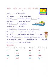 English Worksheet: Yesterday