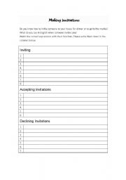 English Worksheet: Invitation Expression-match