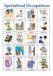 English Worksheet: Job Specializations (Picture Dictionary)