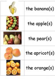 English worksheet: Fruit flashcards+word cards