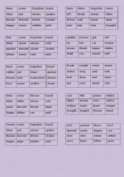 English Worksheet: Irregular Verb Bingo