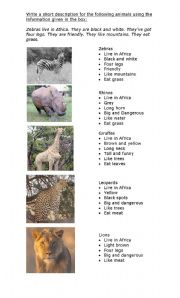 English Worksheet: animal description