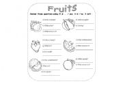 English worksheet: Fruits